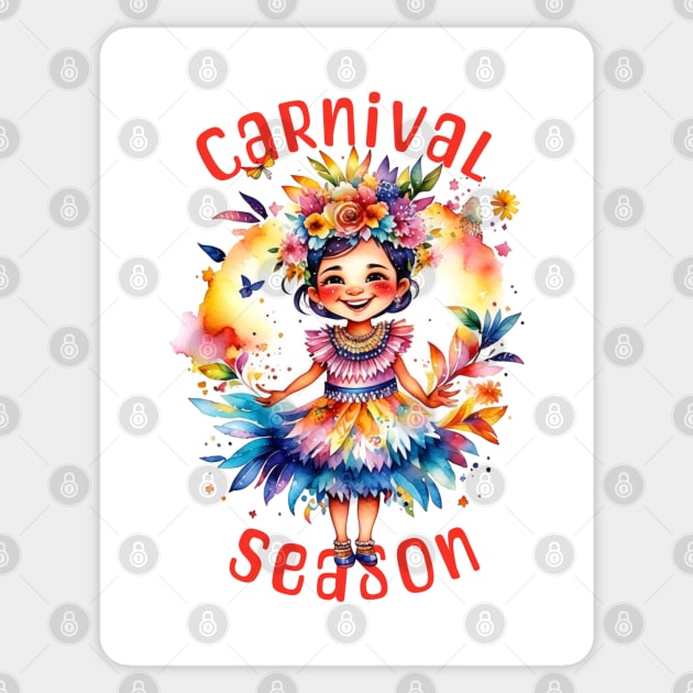 Watercolor Carnival Season Girl Sticker by HolidayBug